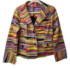 Sz 12 NWOT Gabriella Molinari Striped Blazer Jacket Multicolor Retro Maximalist